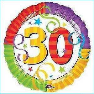 30th Rainbow Foil Balloon