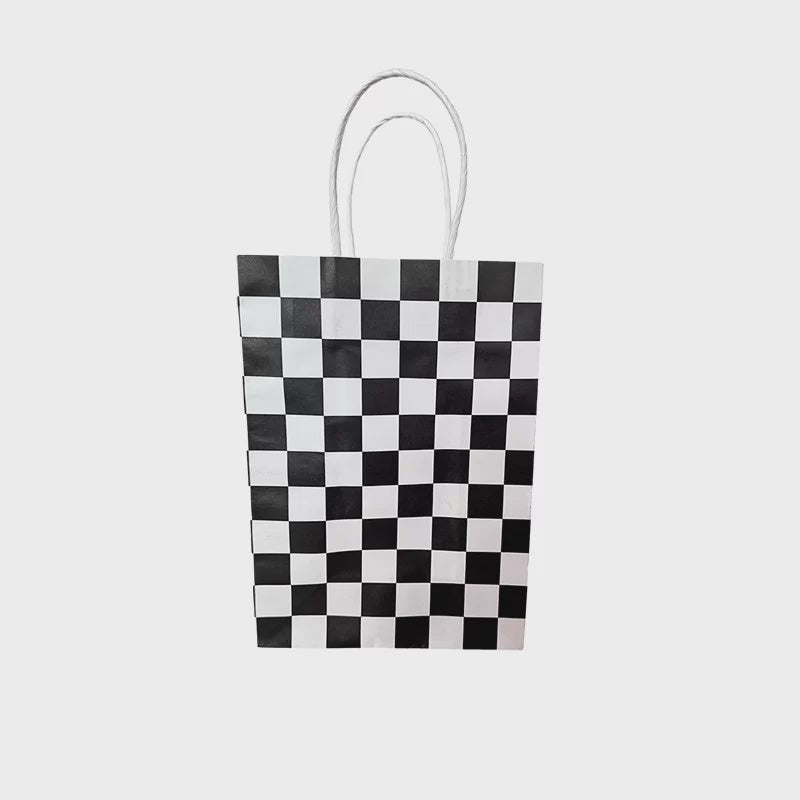 Black and White Checkered Paper Bags Pack of 4