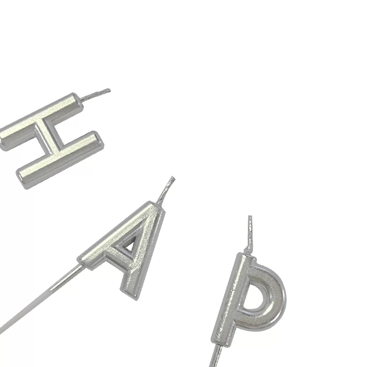 Silver Happy Birthday Letter Candles
