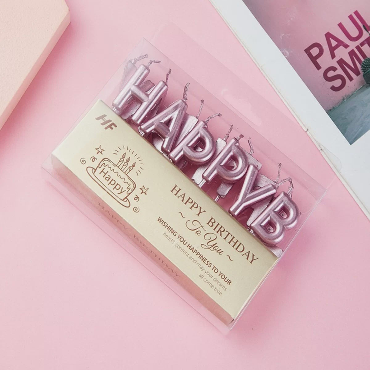 Rose Gold Happy Birthday Letter Candles