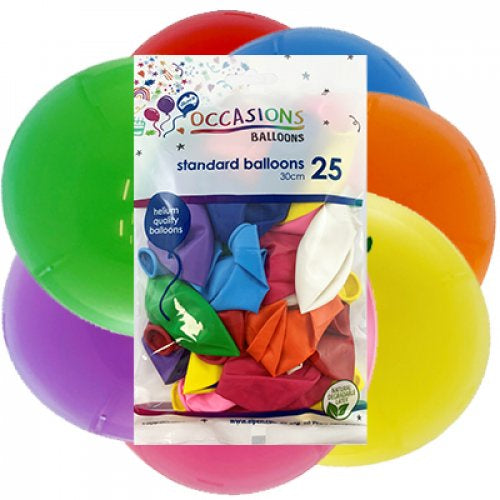 Assorted Colours 30cm Balloons P25