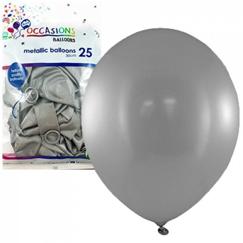 Metallic Silver 30cm Balloons P25