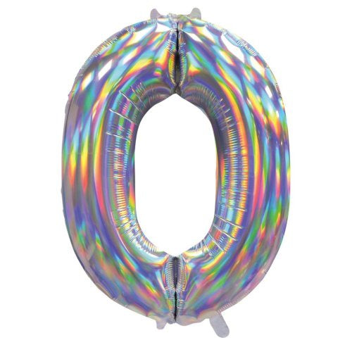 Iridescent Number 0 Supershape Foil Balloon