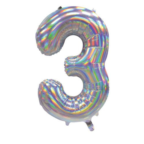 Iridescent Number 3 Supershape Foil Balloon