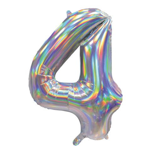 Iridescent Number 4 Supershape Foil Balloon