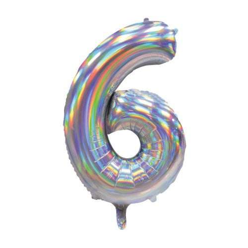Iridescent Number 6 Supershape Foil Balloon