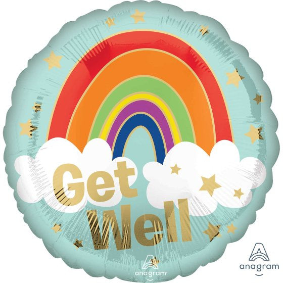 Get Well Golden Rainbow Foil Balloon