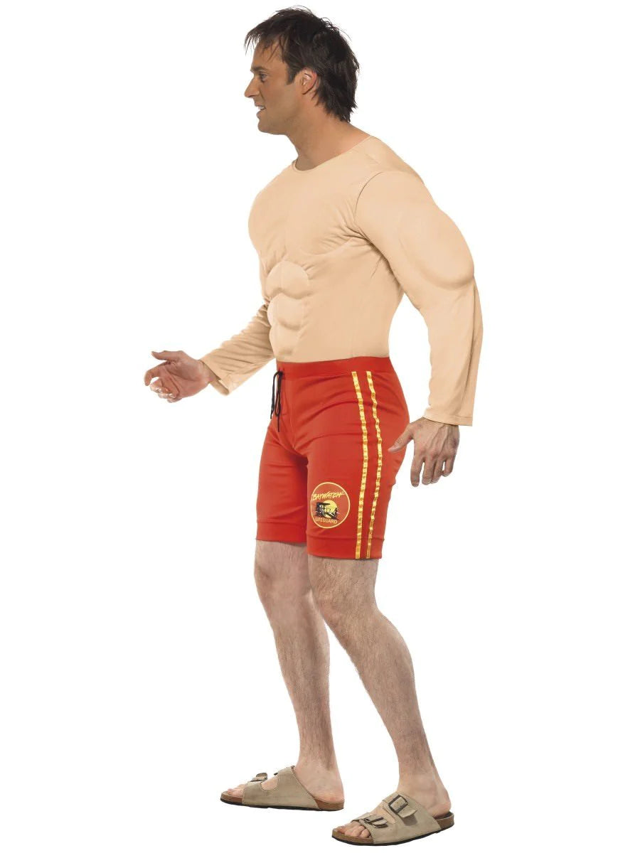 Baywatch Lifeguard Muscle Chest Mens Costume