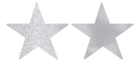 Silver Solid Star Cutouts Foil & Glitter
