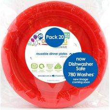 Red Plastic Dinner Plates Pack 20