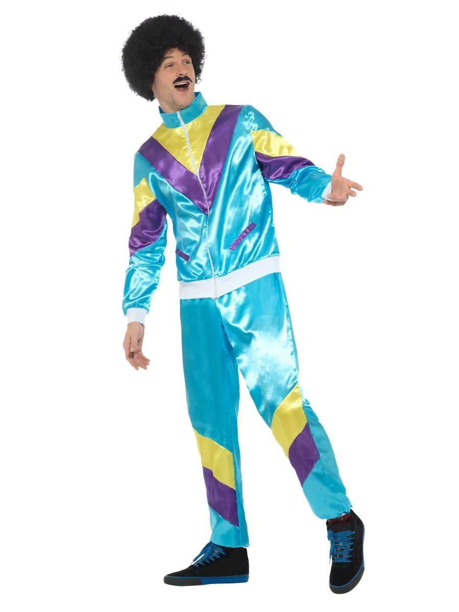 80s Blue Shell Suit Tracksuit Mens Costume