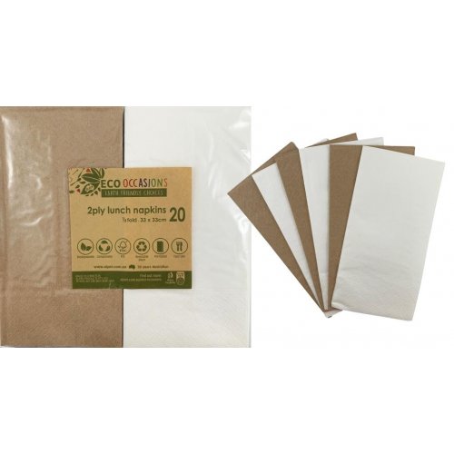Eco-friendly White/Kraft Lunch Napkins