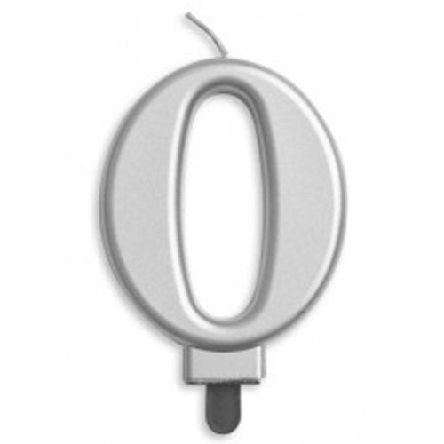 Number 0 Silver Jumbo Candle P1