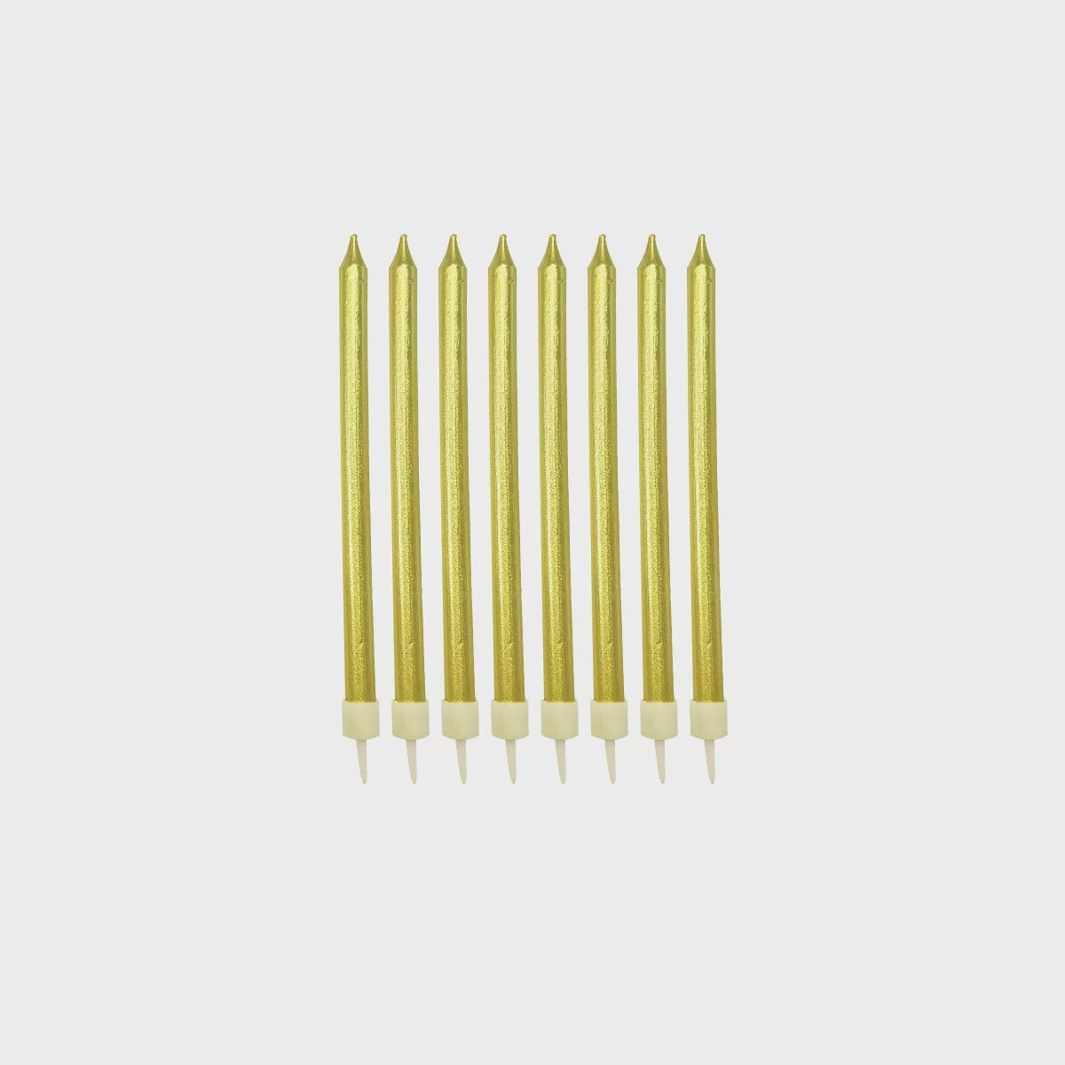 Metallic Gold Candles with Holder (Pack of 12)
