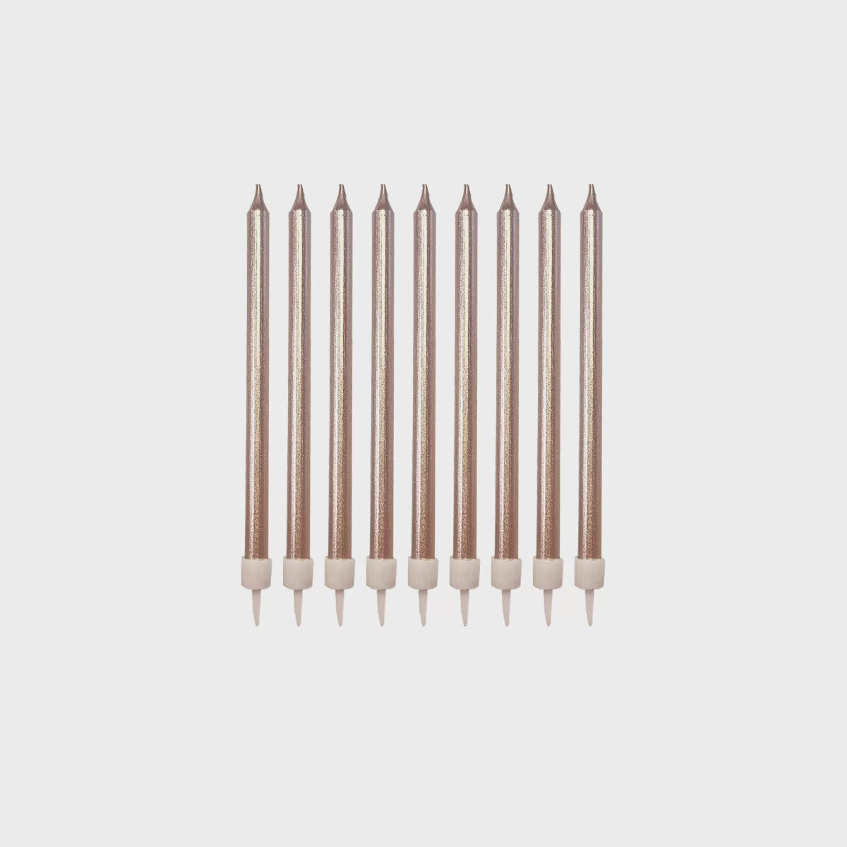 Metallic Rose Gold Candles with Holder (Pack of 12)