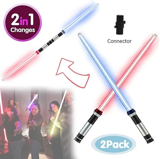 Flashing LED Light Up Space Sword 2PCS