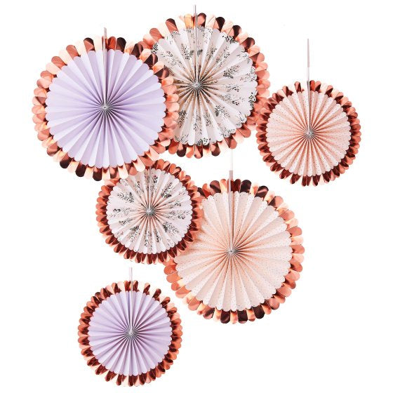 Lets Par-Tea  Pink And Floral Fan Decorations