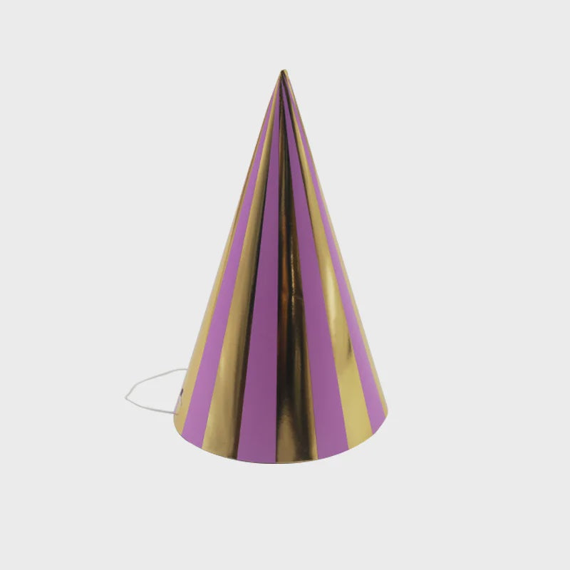 Purple Gingham Paper Hat (Pack of 6)