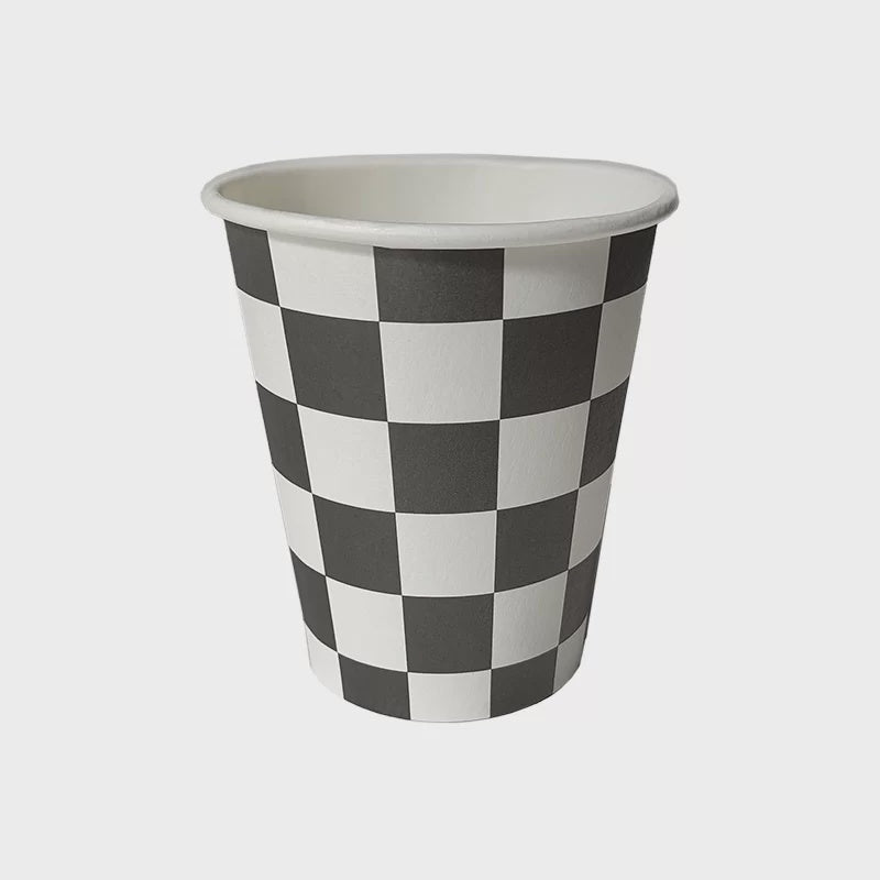 Black and White Checkered Cups (8 pack)