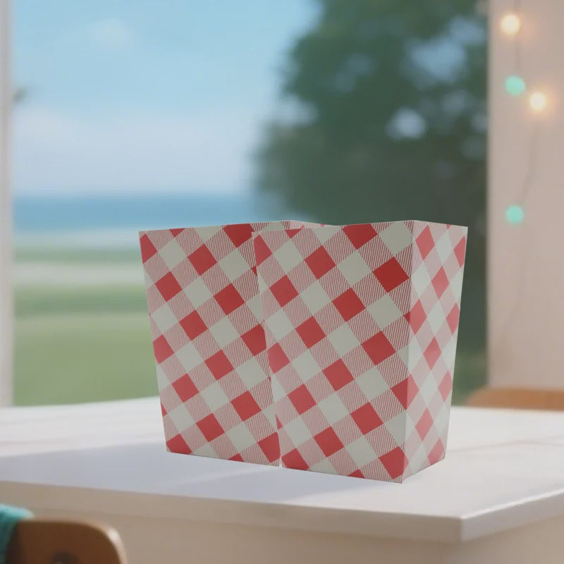 Red Gingham Popcorn Boxes Pack of 10