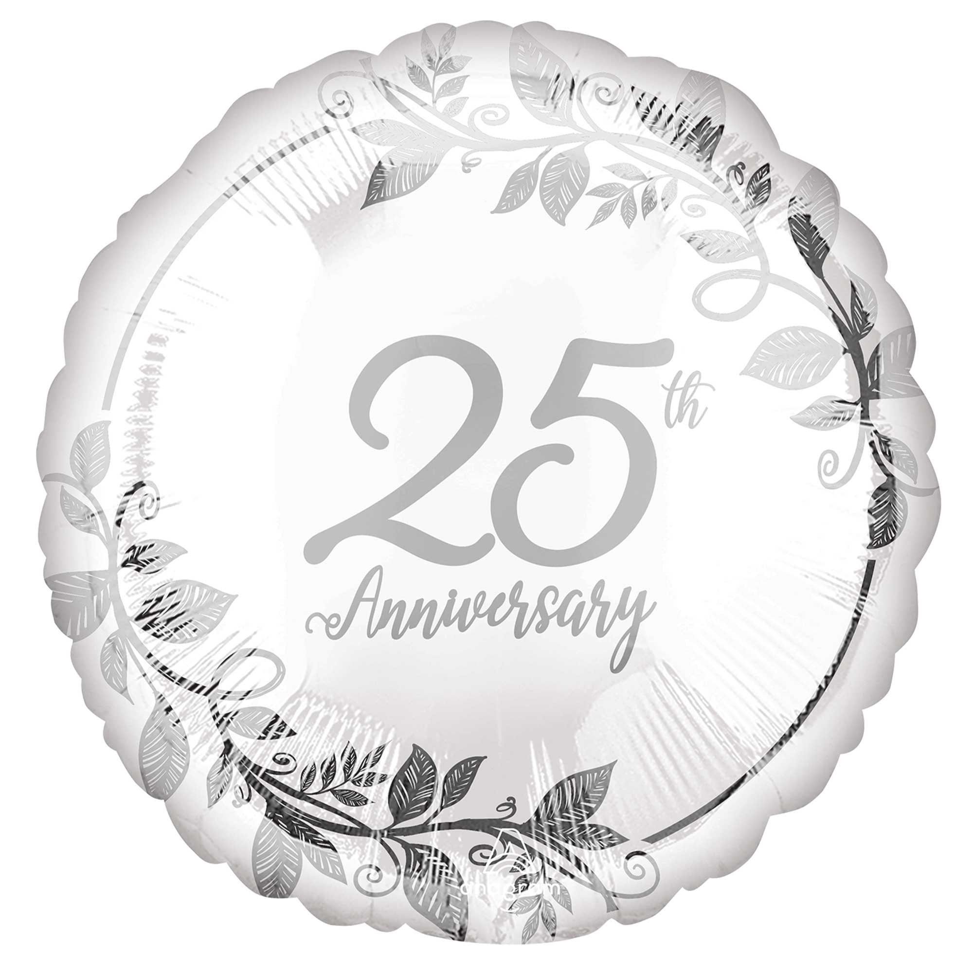 Silver Happy 25th Anniversary Foil Balloon