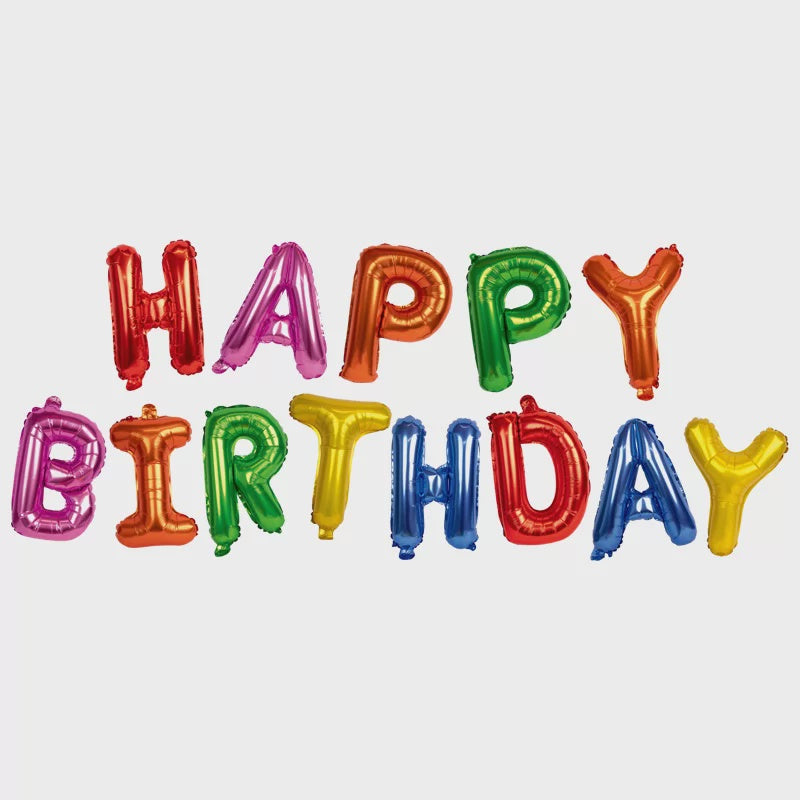 Rainbow Happy Birthday Foil Balloons Pack