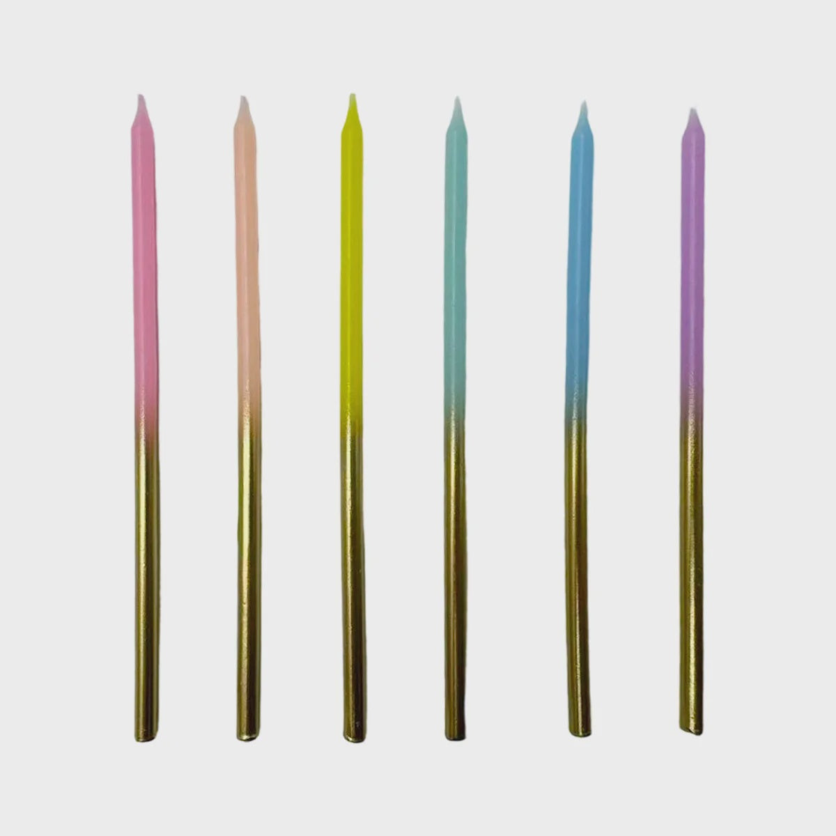 Pastel Ombre Metallic Gold Party Candles Pack of 12
