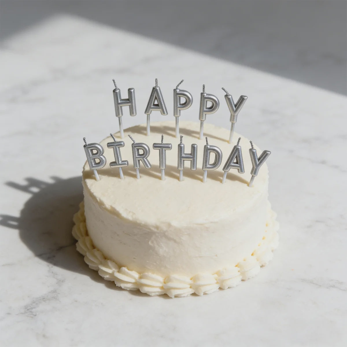 Silver HAPPY BIRTHDAY Candles