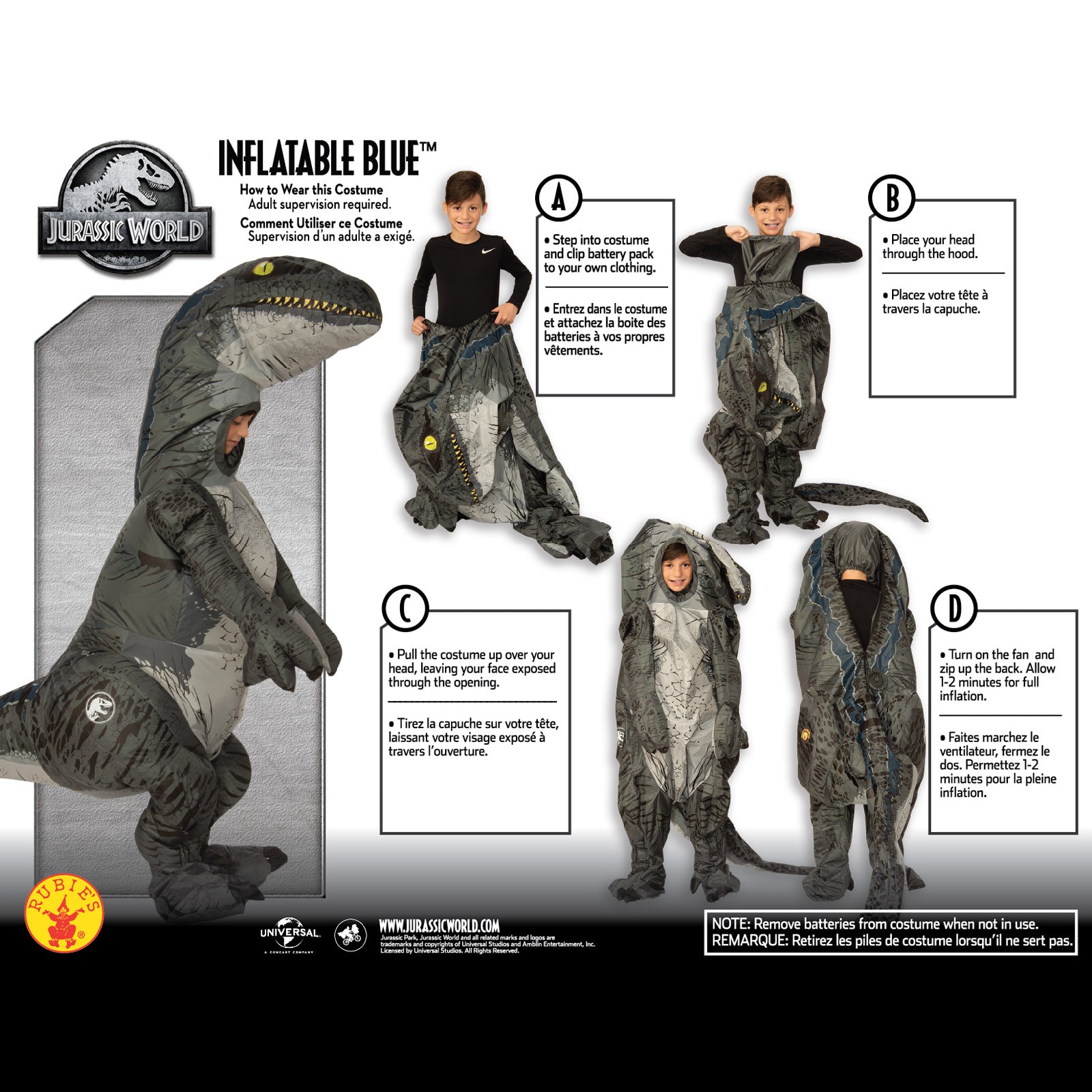 Velociraptor Dinosaur Inflatable Kids Costume