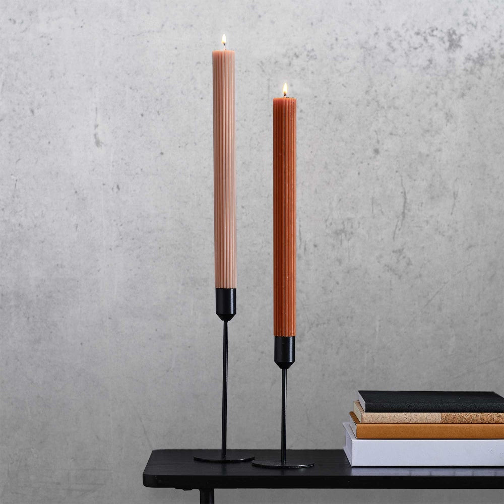 Cosy Copper Christmas Ribbed Dinner Candles (Pack of 2)