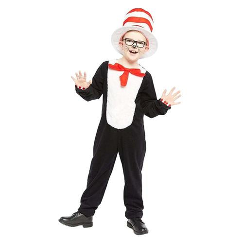 Classic Red and White Striped Cat Kids Costume