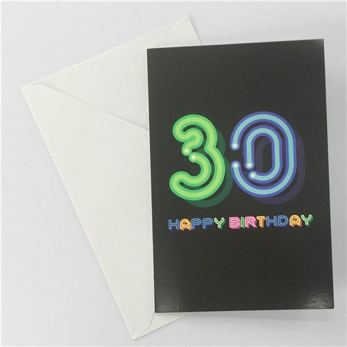 30th Birthday Greeting Card - Neon Male