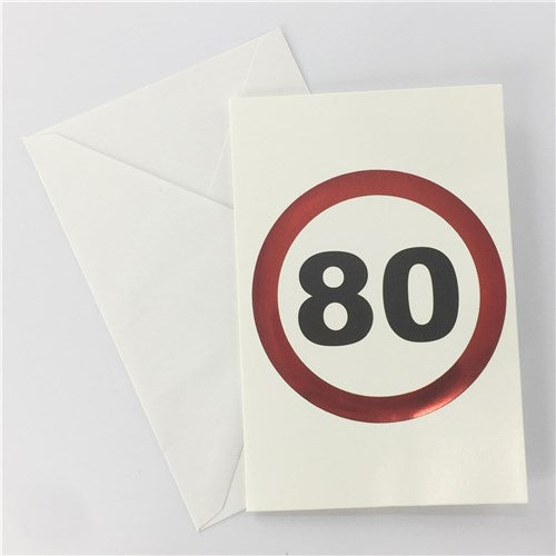 80th Birthday Greeting Card - Road Sign Male