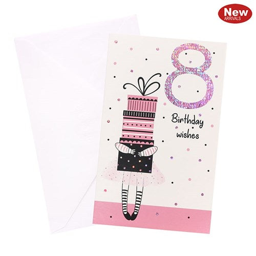 8th Birthday Greeting Card - Sweet Gifts Girl