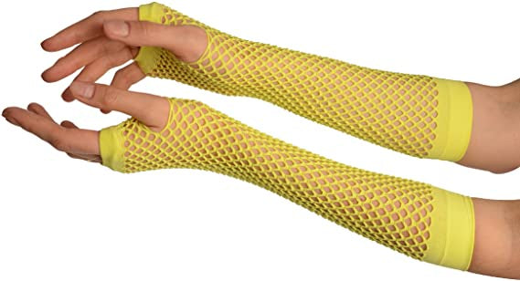 Yellow Fishnet Gloves