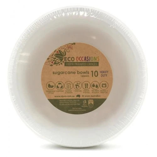 White Sugarcane Bowls 10 Pk 160mm