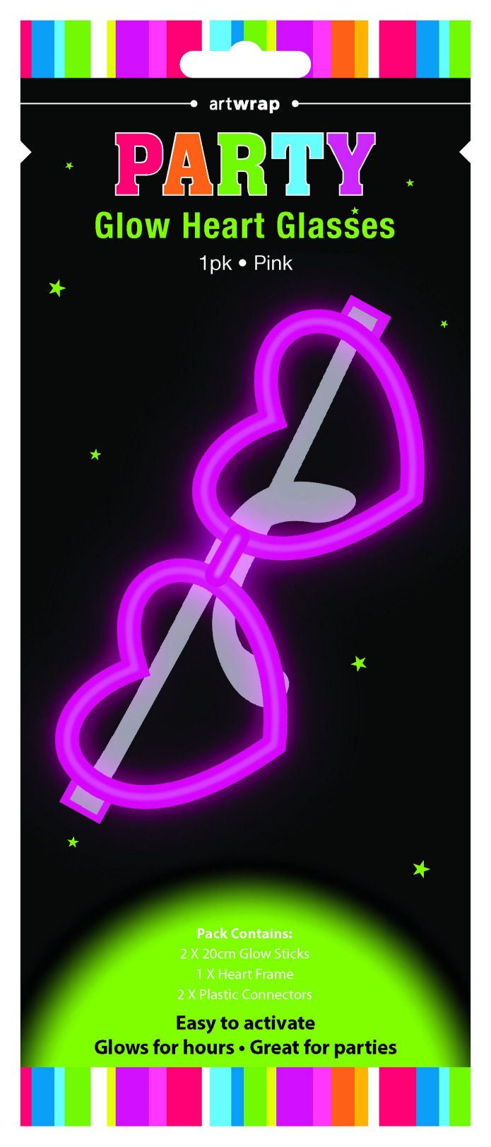 Pink Glow Heart Glasses