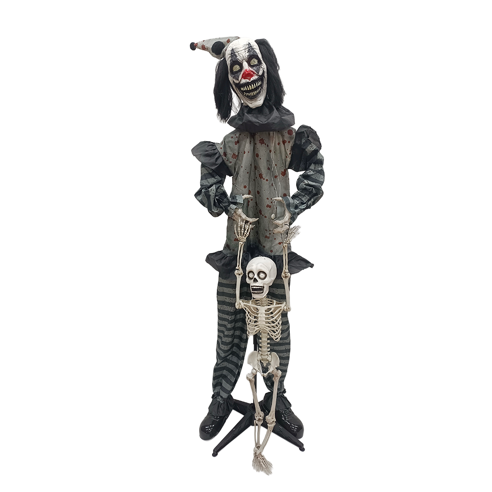 Animated Clown with Skeleton 204cm