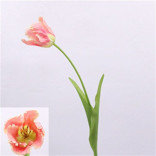 Pink Tulip Spray W/leaves
