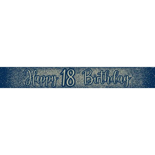 Metallic Glitter Navy Happy 18th Birthday Banner