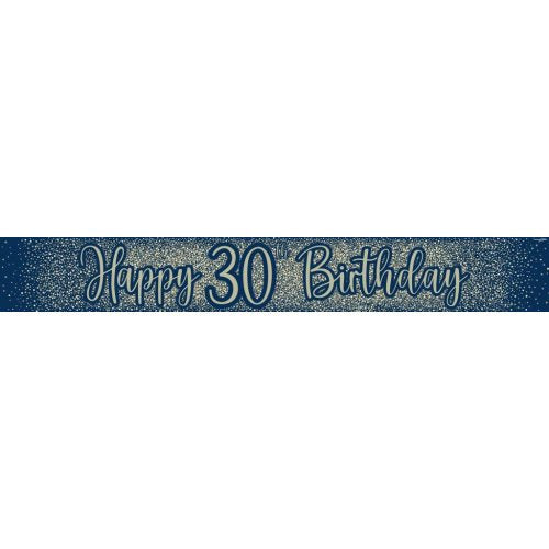 Metallic Glitter Navy Happy 30th Birthday Banner