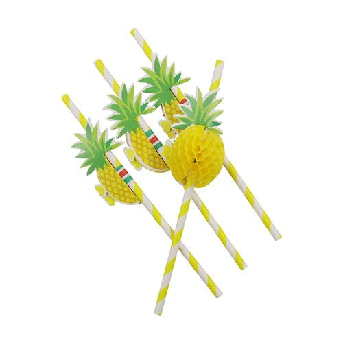 Honeycomb Pineapple with Paper Straws Pack of 12