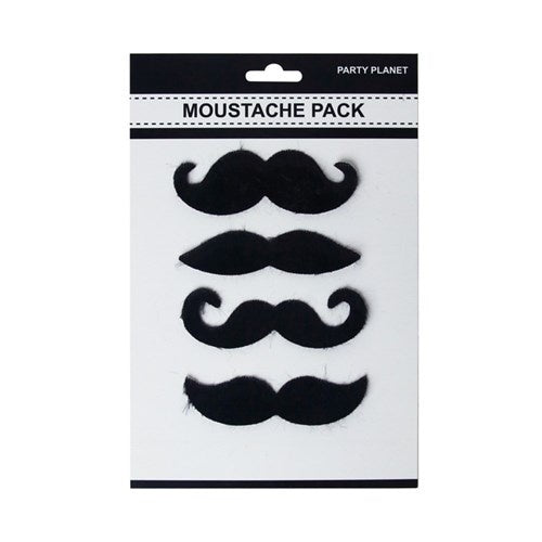 Assorted Black Moustache Pack of 4