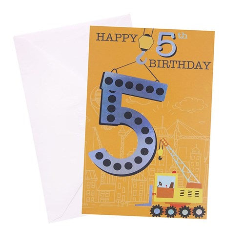 5th Birthday Greeting Card - Urban Construction