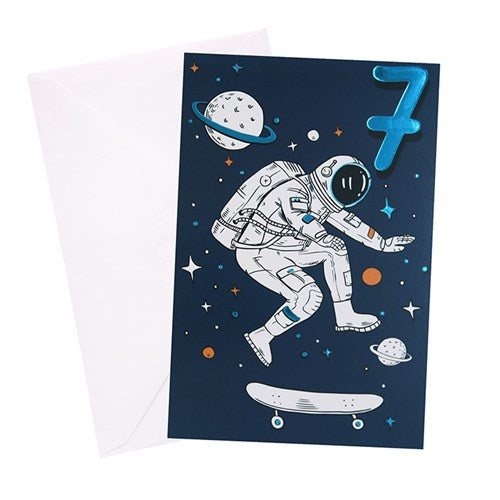 7th Birthday Greeting Card - Urban Astronaut