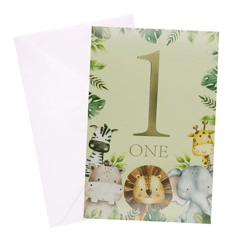 1st Birthday Greeting Card- Urban Safari