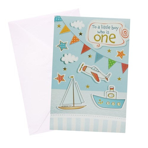 1st Birthday Greeting Car- Urban Pilots and Ships