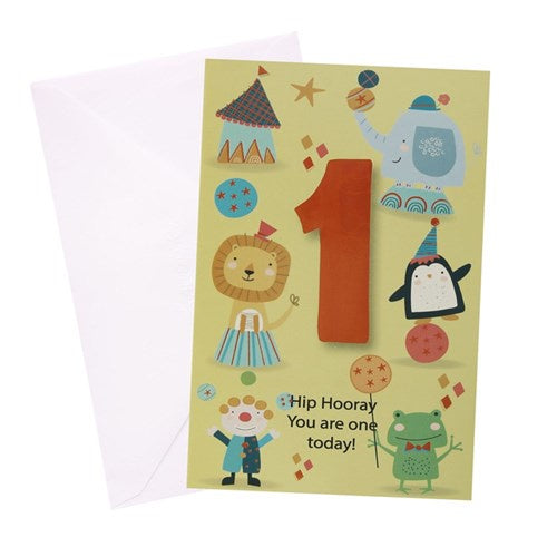 1st Birthday Greeting Card - Urban Circus