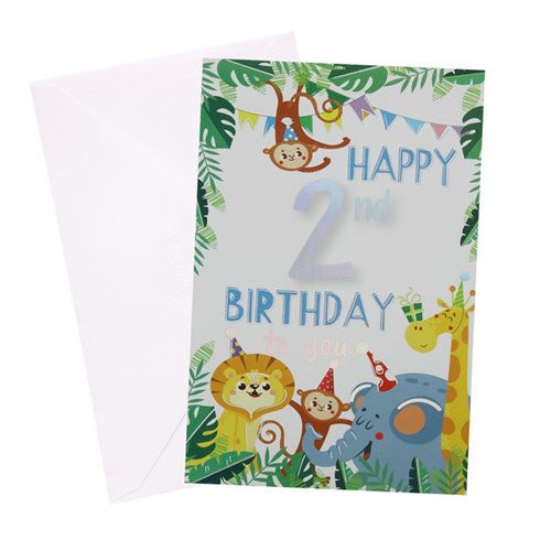 2nd Birthday Greeting Card- Urban Safari