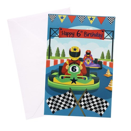 6th Birthday Greeting Card - Urban Racing